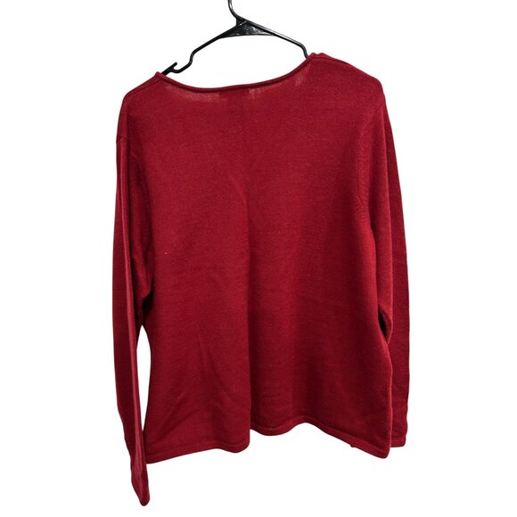 Apostrophe Red V Neck Sweater Black Floral Embroidery Size 20 - Picture 2 of 9